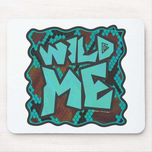 Wild Me Snake Brown und Aquamarin Print Mousepad (Vorne)