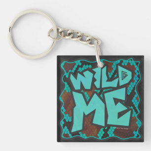 Wild Me Snake Brown und Aquamarin Print Schlüsselanhänger