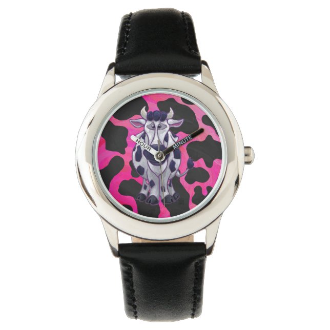 Wild Me Tiger Black and Pink Armbanduhr (Vorderseite)