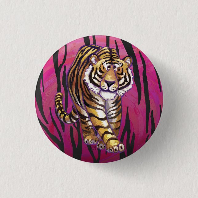 Wild Me Tiger Black and Pink Button (Vorderseite)