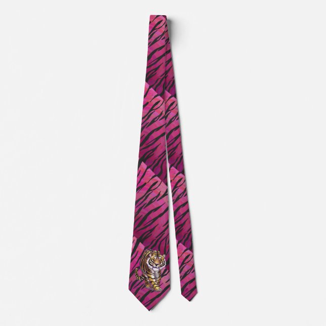 Wild Me Tiger Black and Pink Krawatte (Vorderseite)