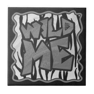 Wild Me Tiger Black and White Print Fliese