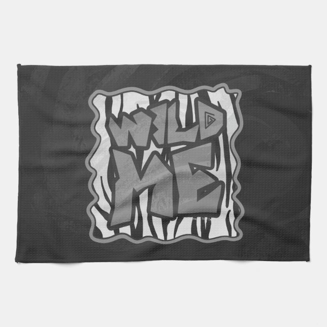 Wild Me Tiger Black and White Print Geschirrtuch (Horizontal)