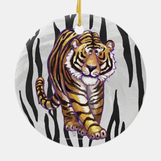 Wild Me Tiger Black and White Print Keramikornament (Hinten)