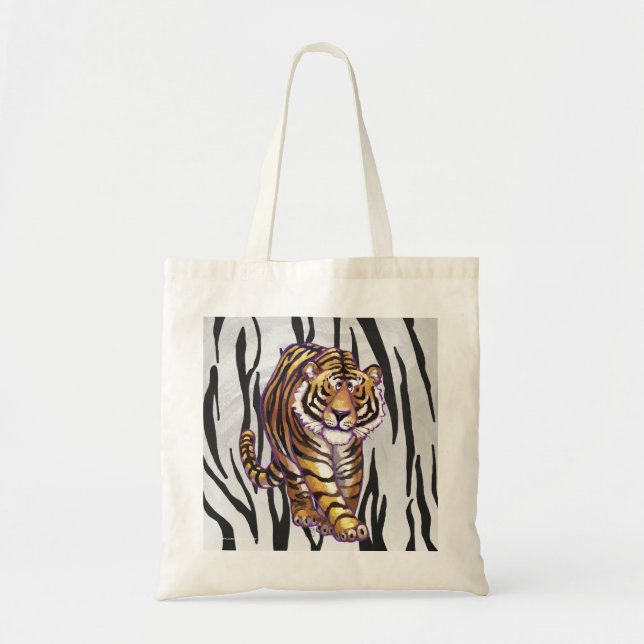 Wild Me Tiger Black and White Print Tragetasche (Vorne)