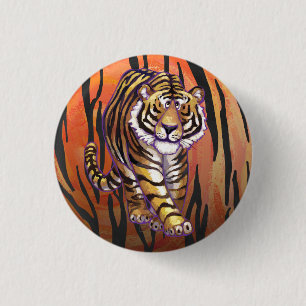 Wild Me Tiger Hot orange und Black Print Button