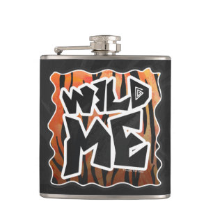 Wild Me Tiger Hot orange und Black Print Flachmann