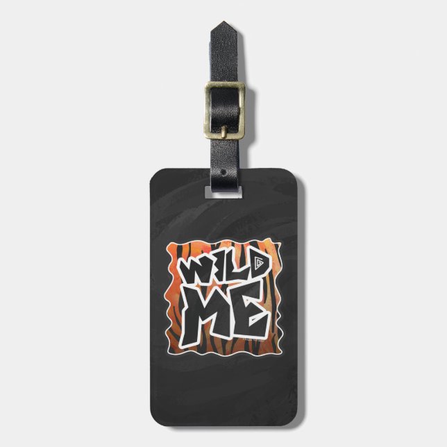 Wild Me Tiger Hot orange und Black Print Gepäckanhänger (Vorderseite vertikal)