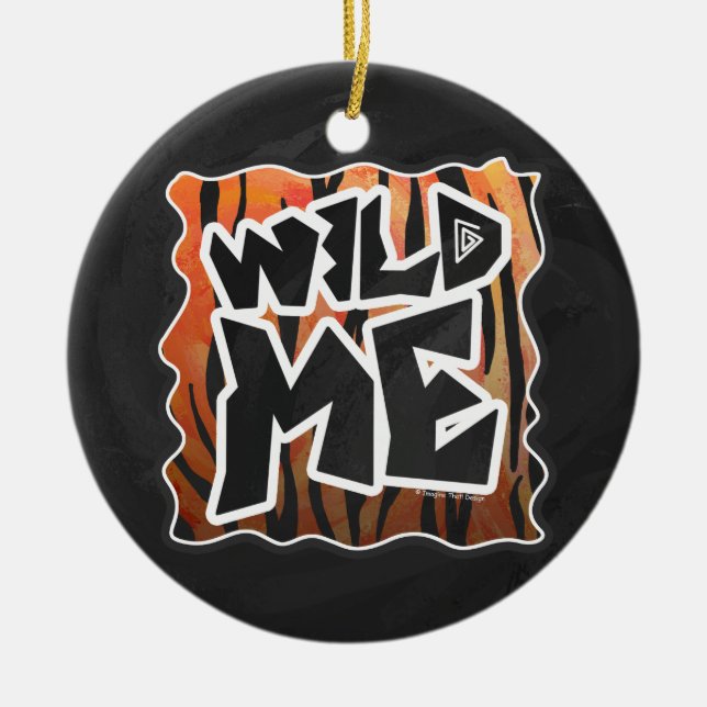 Wild Me Tiger Hot orange und Black Print Keramikornament (Vorne)