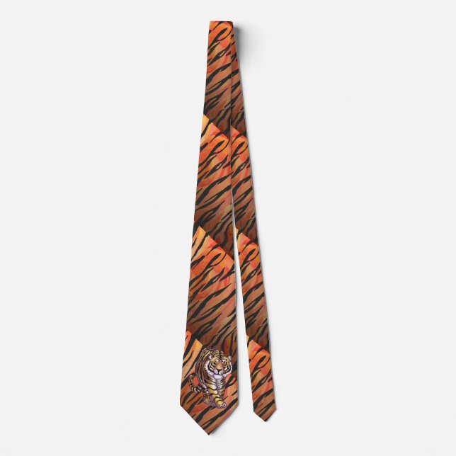 Wild Me Tiger Hot orange und Black Print Krawatte (Vorderseite)