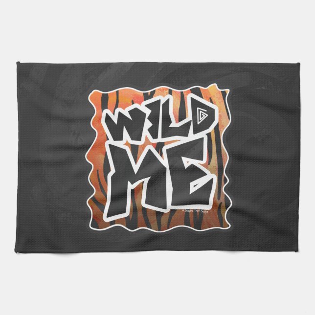 Wild Me Tiger Hot orange und Black Print Küchentuch (Horizontal)