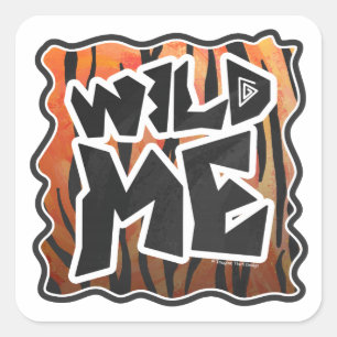 Wild Me Tiger Hot orange und Black Print Quadratischer Aufkleber