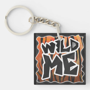 Wild Me Tiger Hot orange und Black Print Schlüsselanhänger