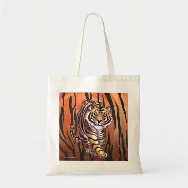 Wild Me Tiger Hot orange und Black Print Tragetasche (Vorne)