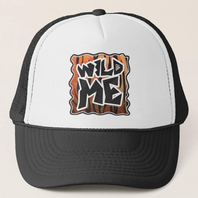 Wild Me Tiger Hot orange und Black Print Truckerkappe (Vorderseite)