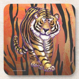 Wild Me Tiger Hot orange und Black Print Untersetzer