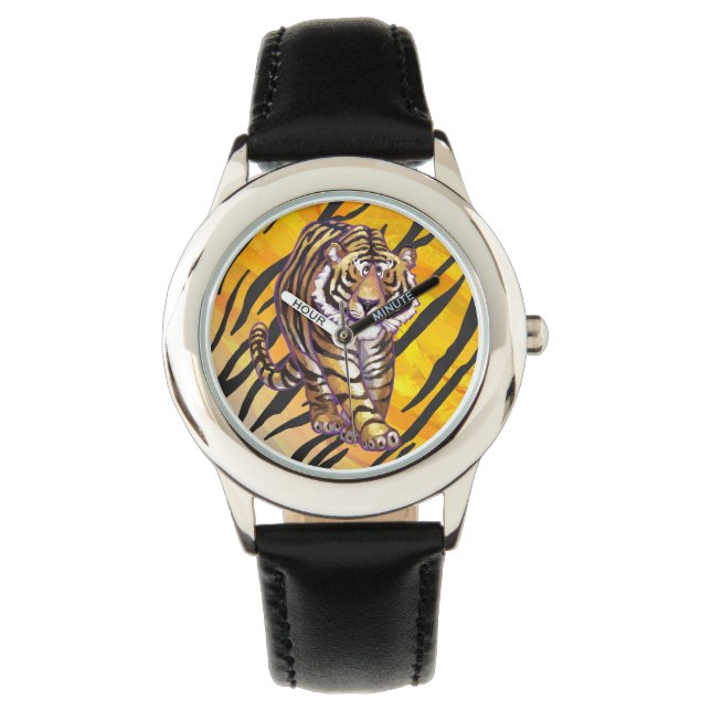 Wild Me Tiger Orange und Black Armbanduhr (Vorderseite)