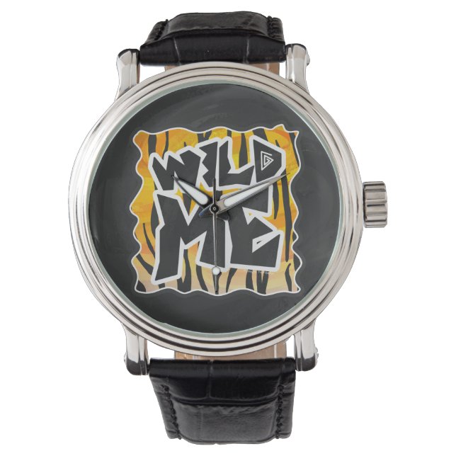 Wild Me Tiger Orange und Black Armbanduhr (Vorderseite)
