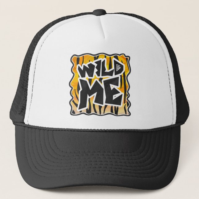 Wild Me Tiger Orange und Black Truckerkappe (Vorderseite)