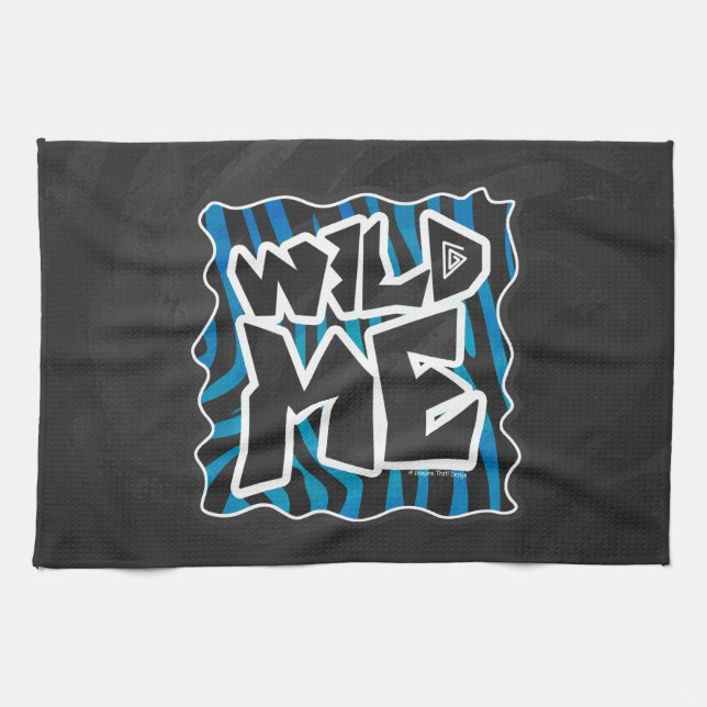 Wild Me Zebra Black and Blue Geschirrtuch (Horizontal)