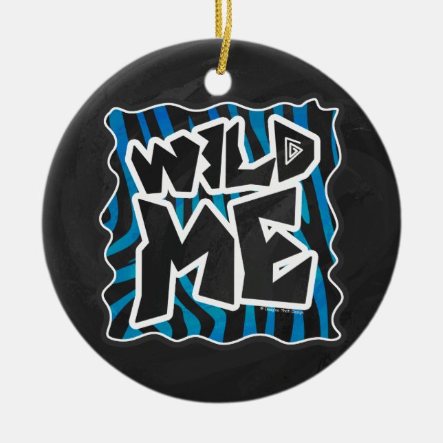 Wild Me Zebra Black and Blue Keramikornament (Vorne)
