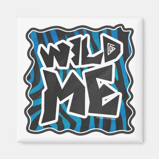 Wild Me Zebra Black and Blue Magnet (Vorne)