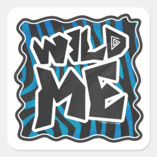 Wild Me Zebra Black and Blue Quadratischer Aufkleber