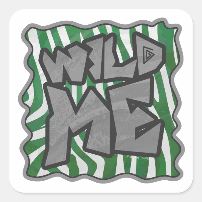 Wild Me Zebra Green und White Quadratischer Aufkleber (Vorderseite)
