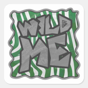 Wild Me Zebra Green und White Quadratischer Aufkleber