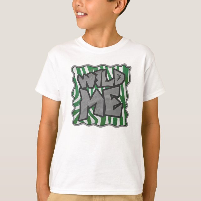 Wild Me Zebra Green und White T-Shirt (Vorderseite)