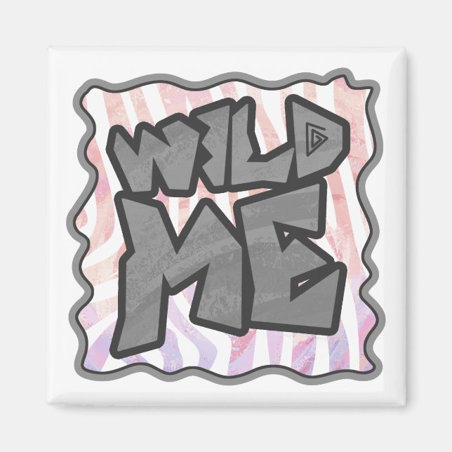 Wild Me Zebra Pink und White Magnet (Vorne)