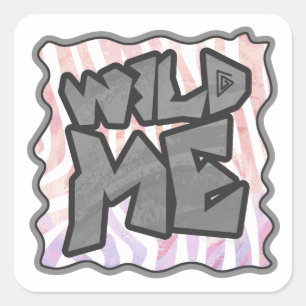 Wild Me Zebra Pink und White Quadratischer Aufkleber