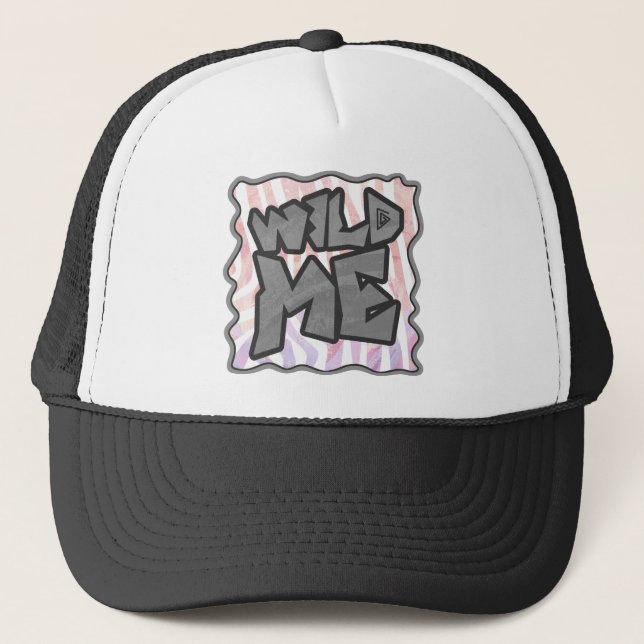 Wild Me Zebra Pink und White Truckerkappe (Vorderseite)