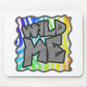 Wild Me Zebra Rainbow and White Print Mousepad