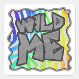 Wild Me Zebra Rainbow and White Print Quadratischer Aufkleber