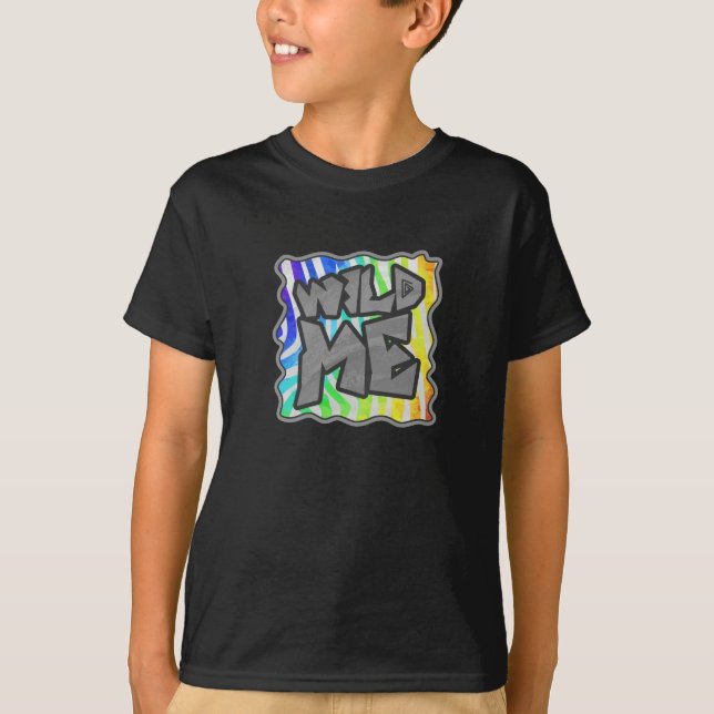 Wild Me Zebra Rainbow and White Print T-Shirt (Vorderseite)