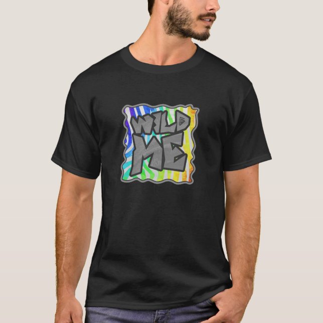 Wild Me Zebra Rainbow and White Print T-Shirt (Vorderseite)