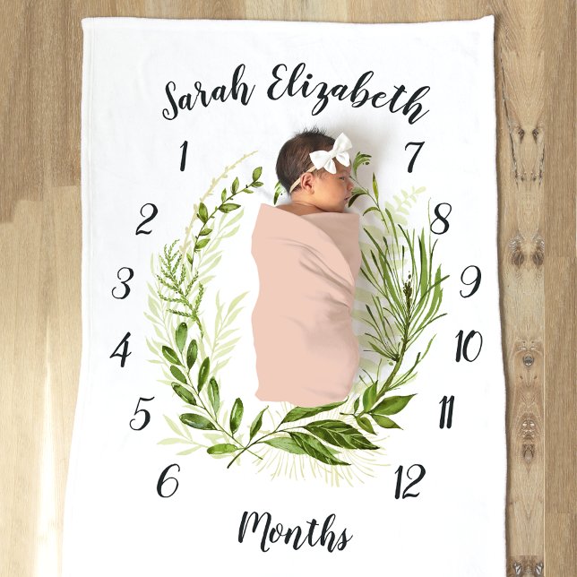 Wild Meadow Botanical Monthly Baby Milestone Fleecedecke (Von Creator hochgeladen)
