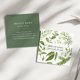 Wild Meadow   Botanische Schrift Quadratische Visitenkarte