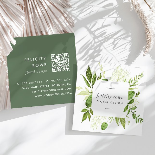 Wild Meadow | Botanischer Frame QR Code Quadratische Visitenkarte (Von Creator hochgeladen)