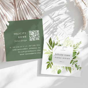 Wild Meadow Botanischer Frame QR Code Quadratische Visitenkarte