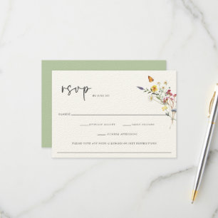 Wild Meadow Floral Wedding RSVP Karte