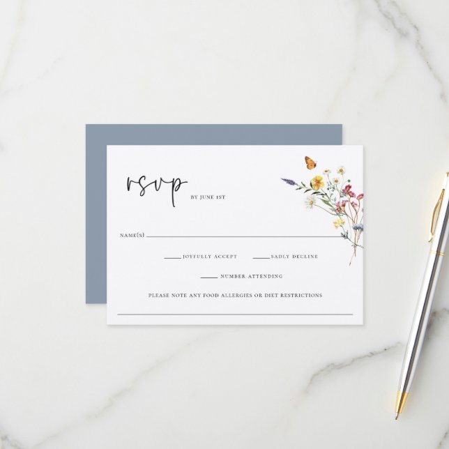 Wild Meadow Floral Wedding RSVP Karte (Vorderseite/Rückseite Beispiel)