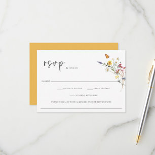 Wild Meadow Floral Wedding RSVP Karte