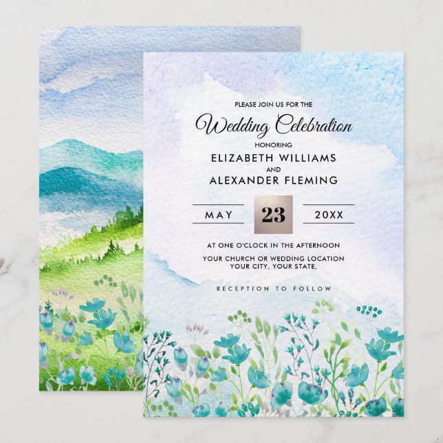 Wild Meadow | Frühgebirge Hochzeitseinladungen Einladung (Vorne/Hinten)