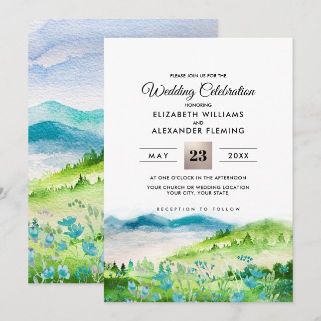 Wild Meadow | Frühgebirge Hochzeitseinladungen Einladung (Vorne/Hinten)