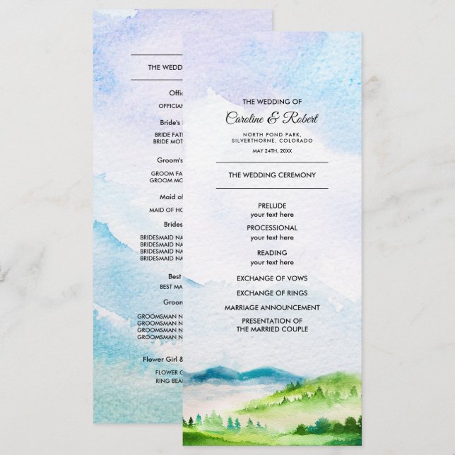 Wild Meadow | Frühgebirge Hochzeitsprogramme Programm (Vorne/Hinten)