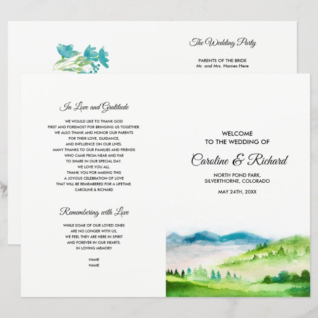 Wild Meadow | Frühjahrsprogramme für Hochzeiten (Vorne/Hinten)