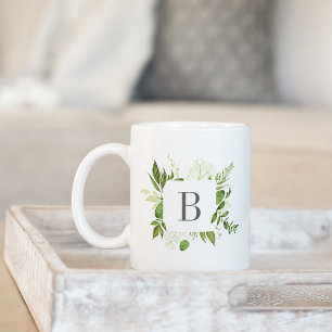 Wild Meadow Green Botanical Monogram Tasse