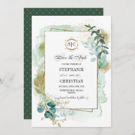 Wild Meadow | Green Botanical Save the Date Cards Einladung